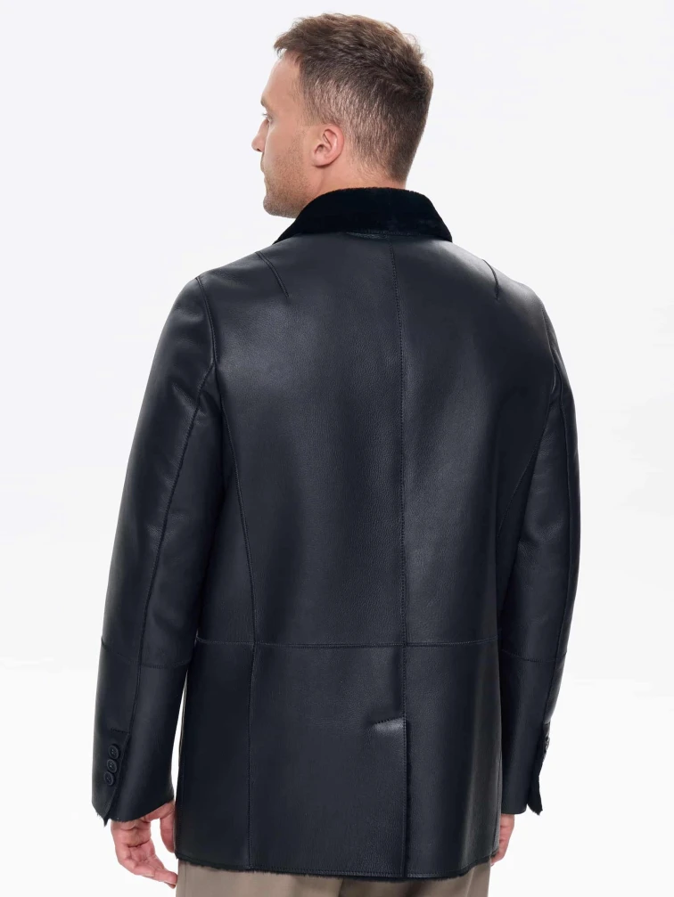 Мужская дубленка пиджак премиум класса 443, черная, размер 50, артикул 41210-5