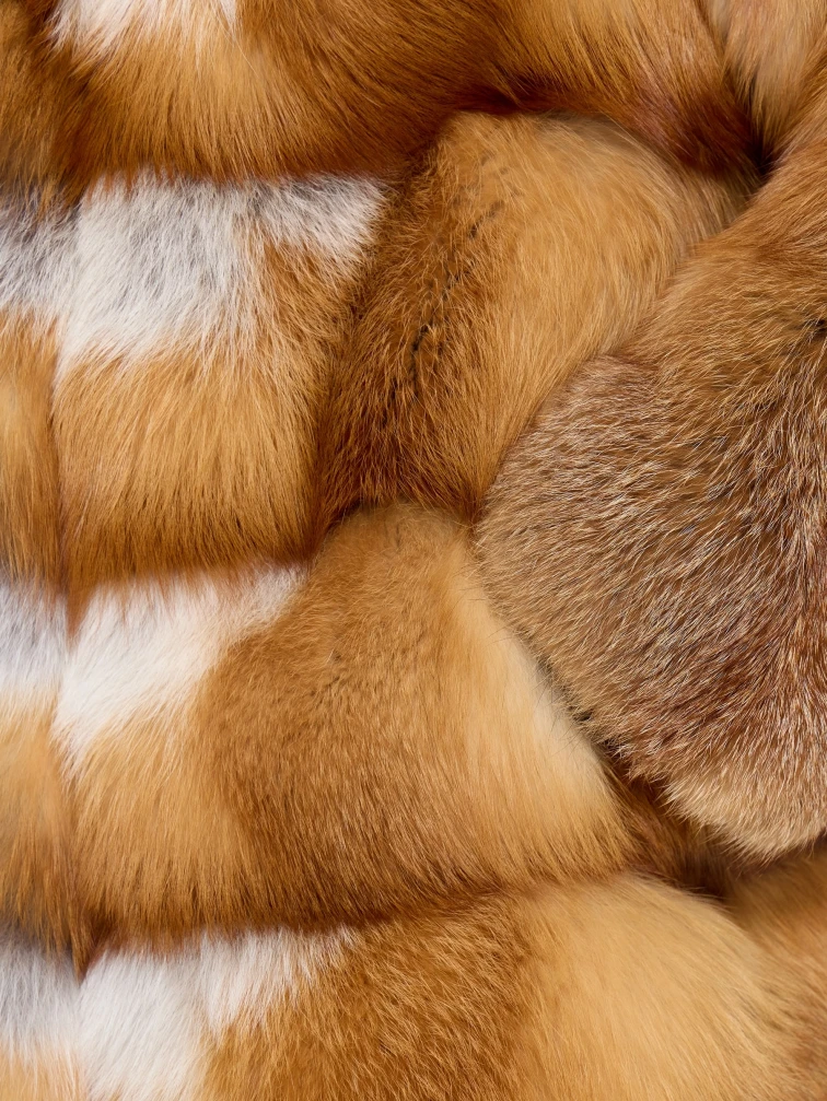 Женская короткая шуба из меха лисы Л1010 - 384, рыжая, размер 46, артикул 65290-3