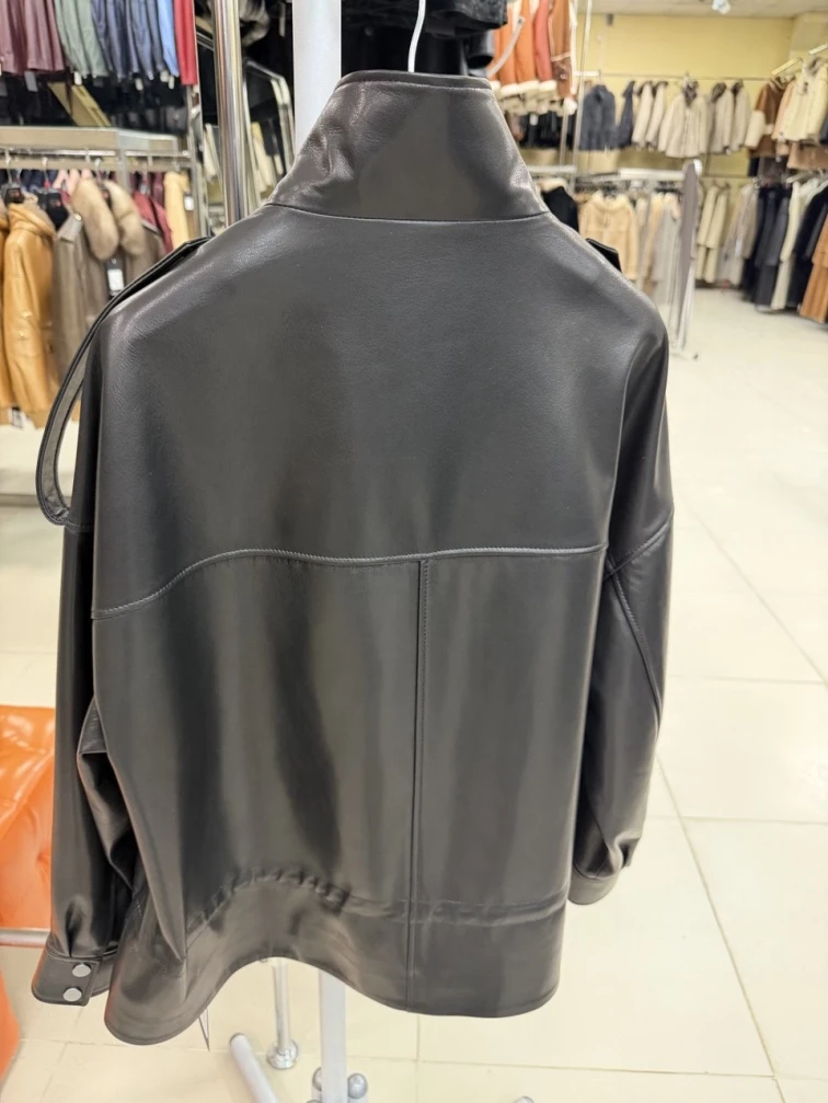 Черная женская кожаная куртка 3101, размер 42, артикул 92200-1