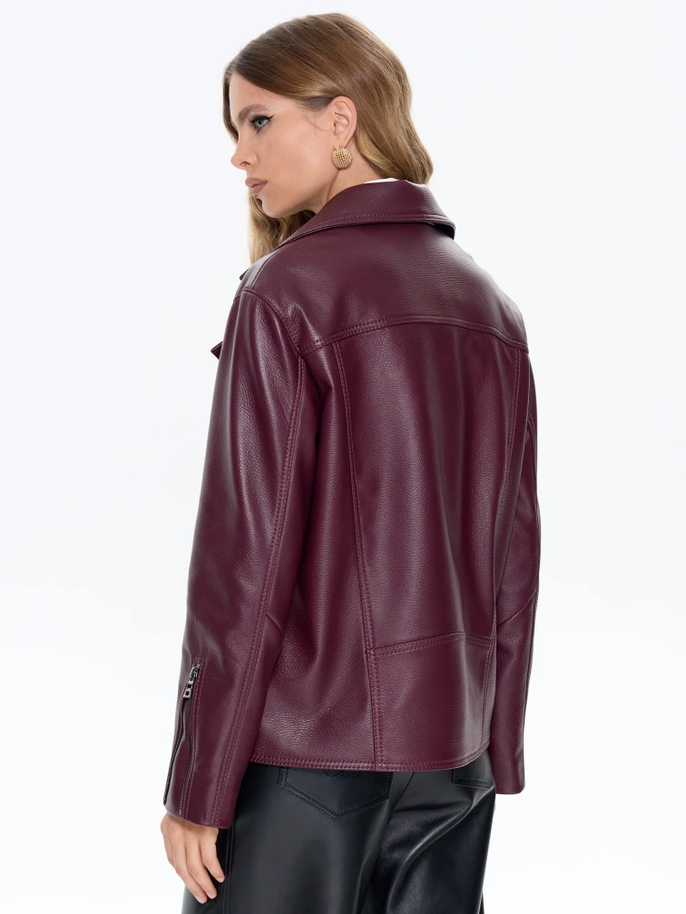 Бордовая кожаная женская куртка косуха 3047, размер 46, артикул 24770-5