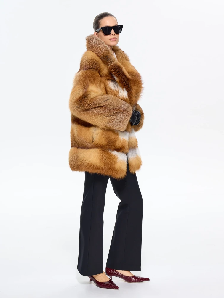 Женская короткая шуба из меха лисы Л1010 - 384, рыжая, размер 46, артикул 65290-0