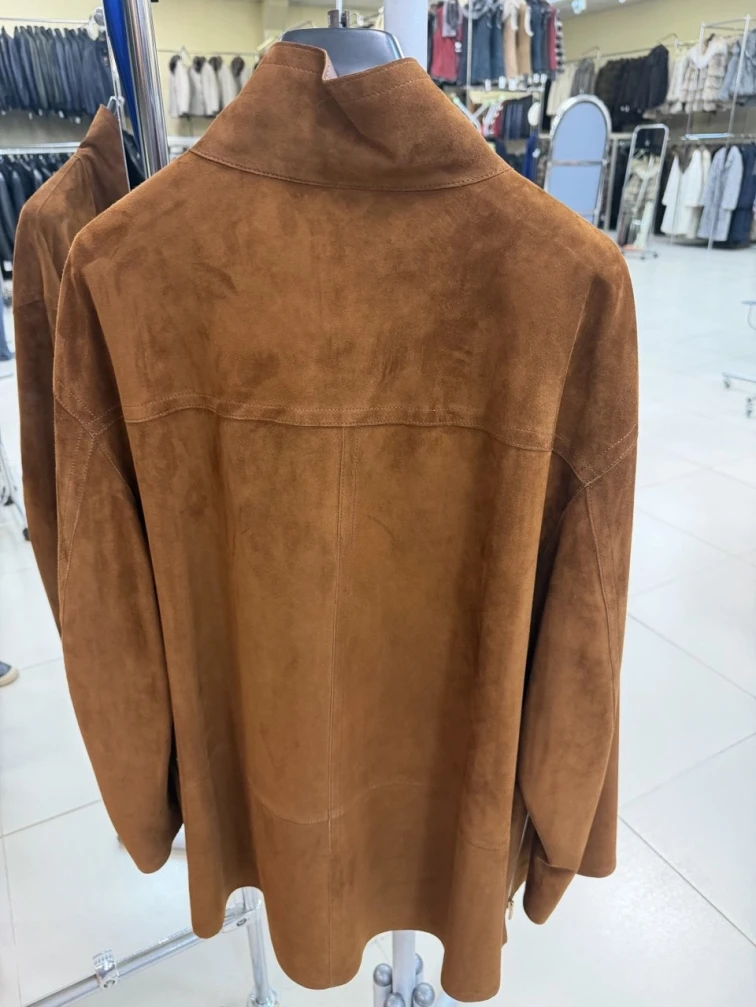 Женская замшевая куртка премиум класса 3090з, виски, размер 48, артикул 92410-1