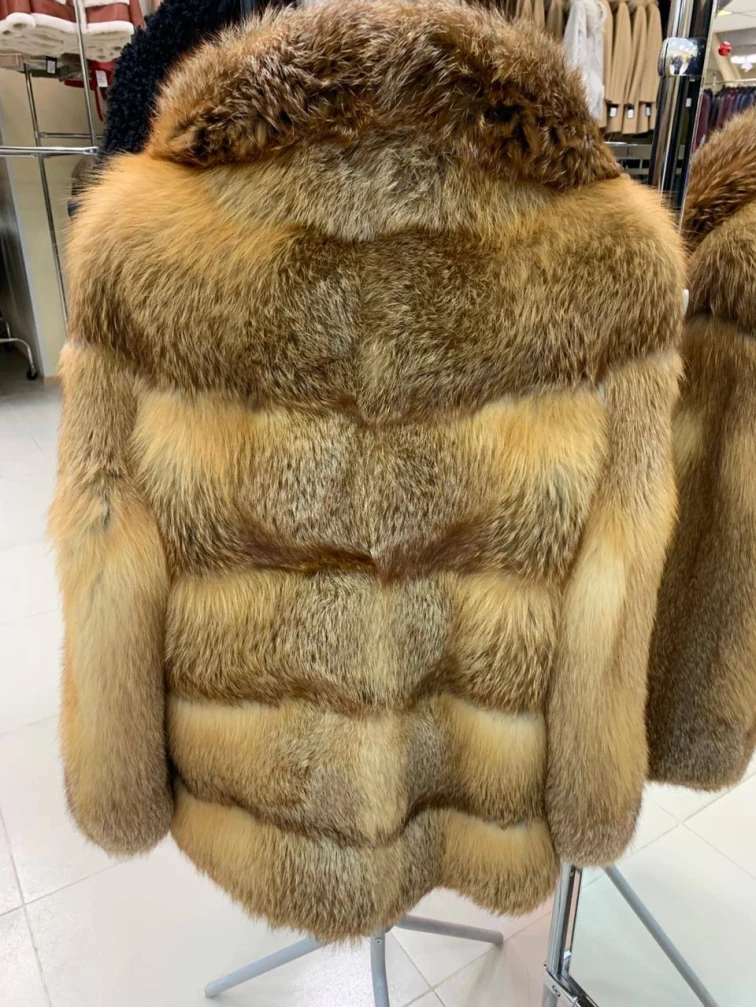 Женская короткая шуба из меха лисы Л1010 - 384, рыжая, размер 46, артикул 65290-1