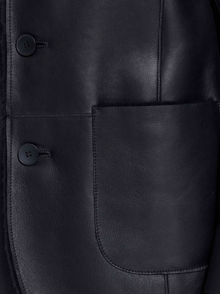 Мужская дубленка пиджак премиум класса 443, черная, размер 50, артикул 41210-2