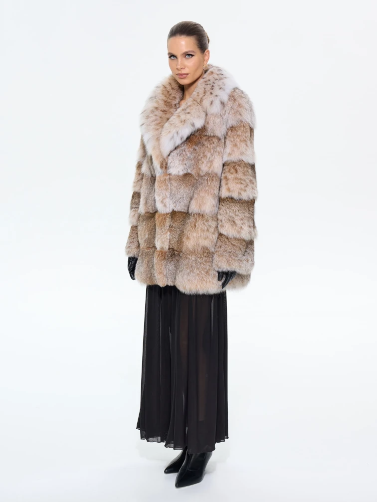 Женская шуба из меха рыси Л850, натуральный, размер 46, артикул 65340-7
