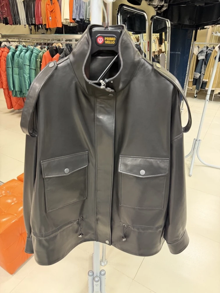 Черная женская кожаная куртка 3101, размер 42, артикул 92200-0