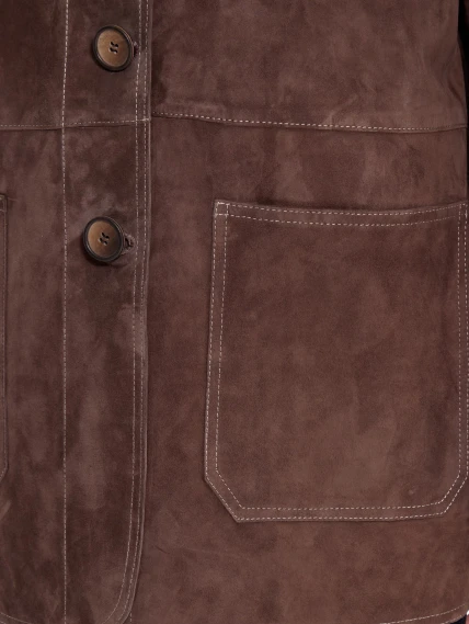 Замшевый женский пиджак премиум класса 3092з, cветло-коричневый, размер 44, артикул 25730-2