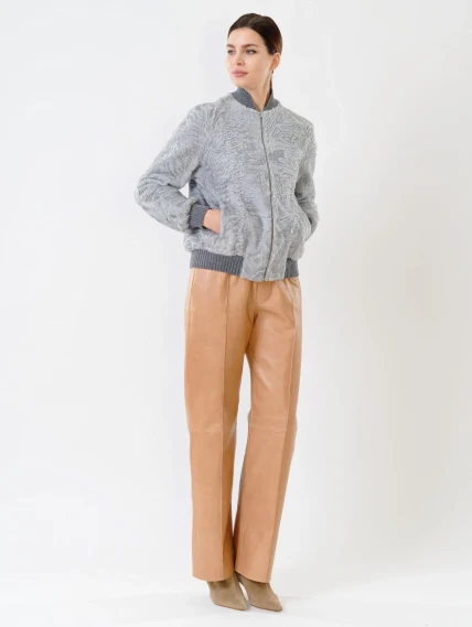 Бомбер из каракуля женский 17105, серый, размер 40, артикул 22590-2