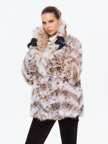 Женская шуба из меха рыси М850, натуральный, размер 48, артикул 65330-0