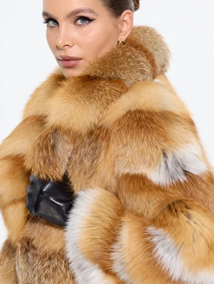 Женская короткая шуба из меха лисы М1010 - 313, рыжая, размер 48, артикул 65280-6