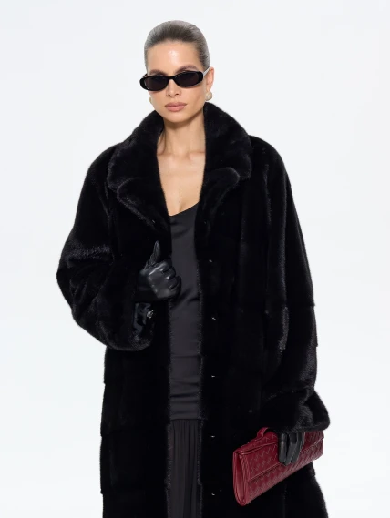 Длинная женская норковая шуба М-102- 1901, черная, размер 52, артикул 65400-6