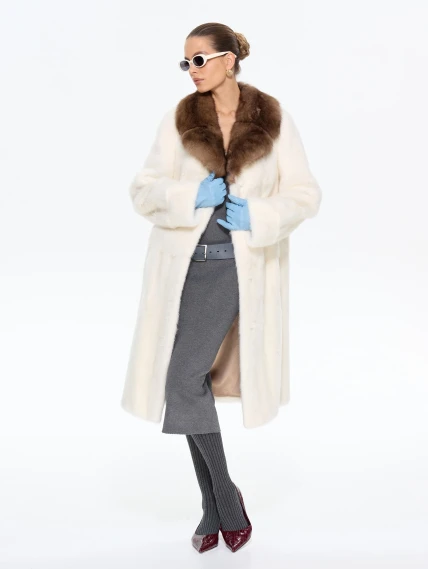Длинная женская шуба из меха норки Лола, белая, размер 48, артикул 65620-6