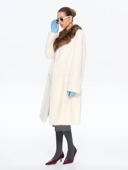 Длинная женская шуба из меха норки Лола, белая, размер 48, артикул 65620-5