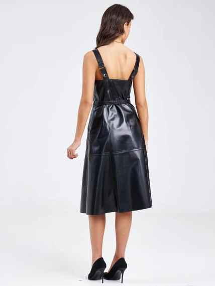 Женский сарафан из натуральной кожи 03, черный, размер 44, артикул 85200-5
