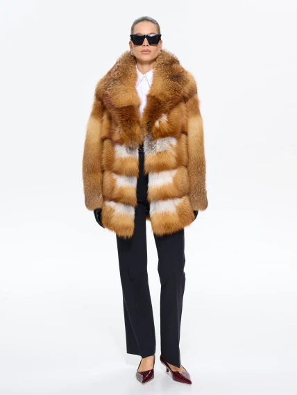 Женская короткая шуба из меха лисы Л1010 - 384, рыжая, размер 46, артикул 65290-6