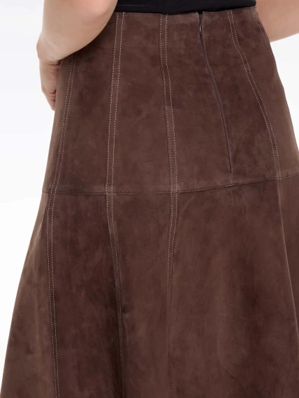 Замшевая юбка 17з, cветло-коричневая, размер 42, артикул 86060-2