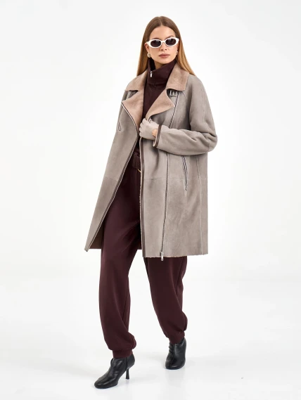 Серая женская дубленка косуха 2069, размер 46, артикул 64940-7