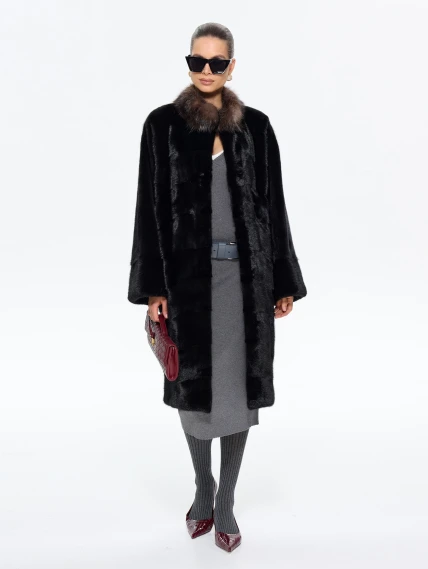 Норковая длинная женская шуба Анастасия, черная, размер 44, артикул 65650-7