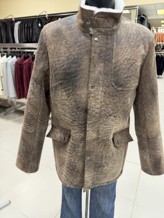 Удлиненная мужская дубленка премиум класса 442-0