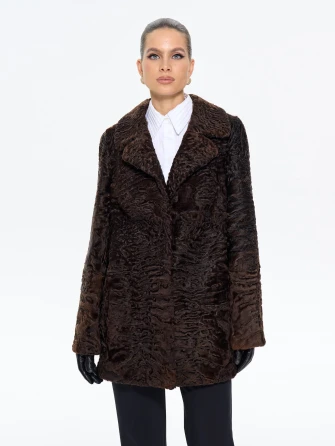 Короткая женская шуба из меха каракульчи Алиса-1